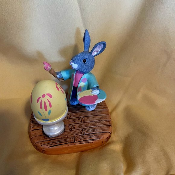 Easter Rabbit Painting Egg Figurine - Picture 1 of 6